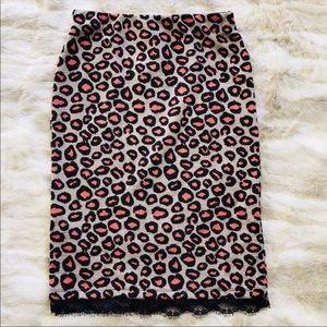 CRISTINA GAVIOLI ITALY wool leopard skirt NWT